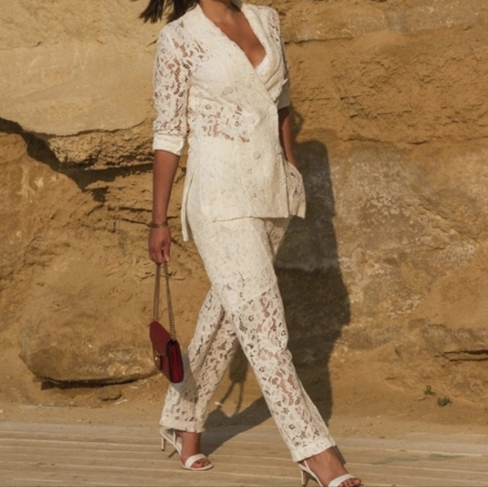 Zara White Lace Pants